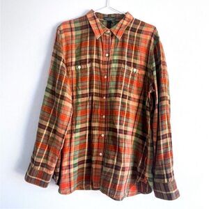 RALPH LAUREN Vintage Plaid Flannel Shirt Pumpkin Spice Colors
